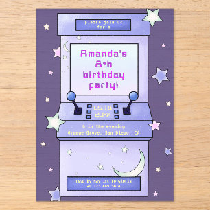 Invitations En Acrylique Joyeux Anniversaire Enfant Jeu Rétro Mignon