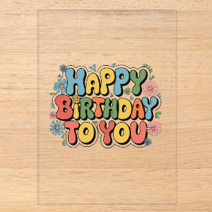 Invitations En Acrylique Joyeux Anniversaire Floral Groovy