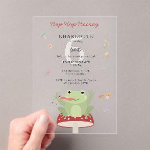 Invitations En Acrylique Joyeux Anniversaire Grenouille Mignonne Champignon