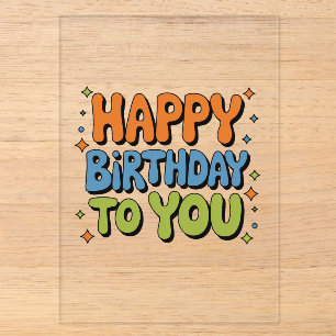Invitations En Acrylique Joyeux Anniversaire Groovy