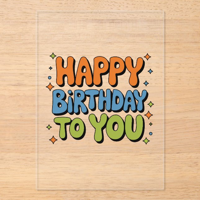 Invitations En Acrylique Joyeux Anniversaire Groovy (Recto)