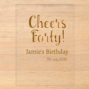 Invitations En Acrylique Joyeux anniversaire quarante orange brun calligrap