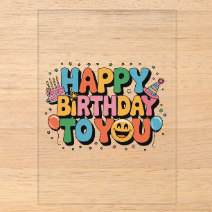 Invitations En Acrylique Joyeux Anniversaire Smiley