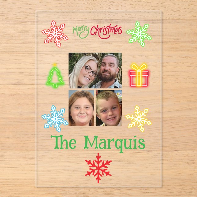 Invitations En Acrylique Joyeux Noël acrylique carte de voeux famille (Recto)