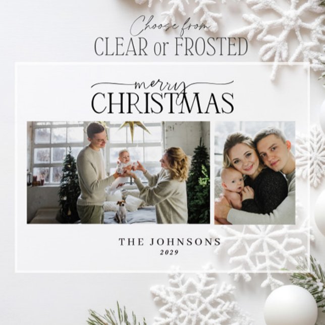 Invitations En Acrylique Joyeux Noël moderne Script Photo Holiday (Créateur téléchargé)