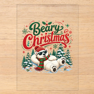 Invitations En Acrylique Joyeux Noël ourson