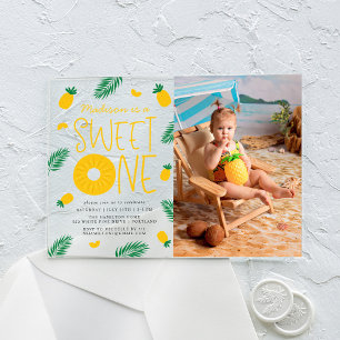 Invitations En Acrylique Joyeux Premier Anniversaire Fille au Ananas Photo