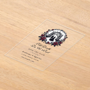 Invitations En Acrylique Jusqu'à ce que la mort nous sépare Élégant gothiqu