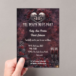 Invitations En Acrylique Jusqu'à ce que la mort nous sépare Mariage gothiqu