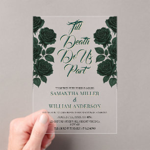 Invitations En Acrylique Jusqu'à ce que la mort nous sépare Rose verte Mari