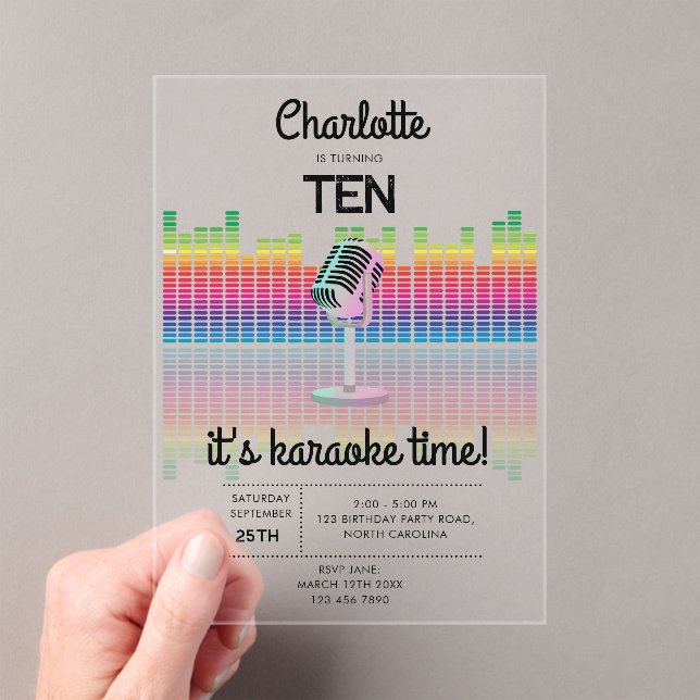 Invitations En Acrylique Karaoke Neon Glow Singing Music Party Birthday (In situ (ordinateur de poche))