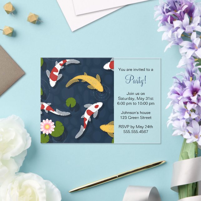 Invitations En Acrylique Koi Fish Pond (Insitu (Mariage))