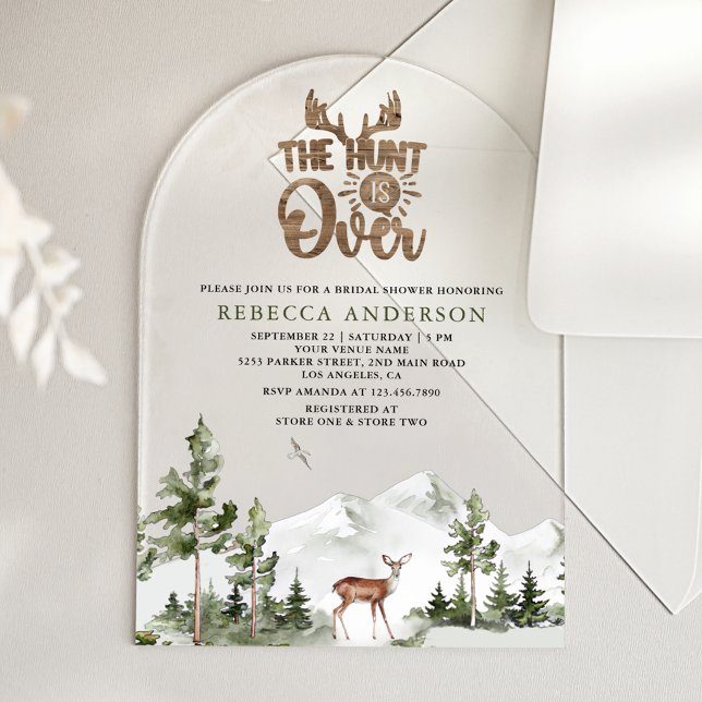 Invitations En Acrylique La chasse est terminée Réception de mariage de cer (Créateur téléchargé)