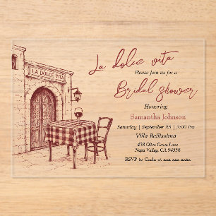 Invitations En Acrylique La dolce vita esquisse de mariage italien