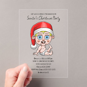 Invitations En Acrylique La fête de Noël de bébé Père Noël