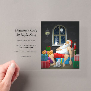 Invitations En Acrylique La fête de Noël du Père Noël toute la nuit
