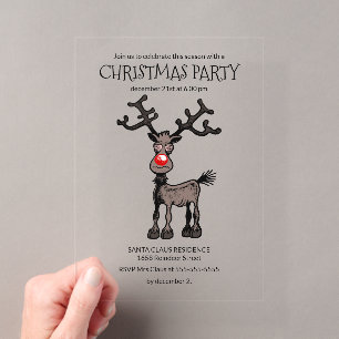 Invitations En Acrylique La fête de Noël fantastique de Rudolph
