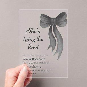 Invitations En Acrylique La Mariée Noire Attache le Nœud Shower de Mariage