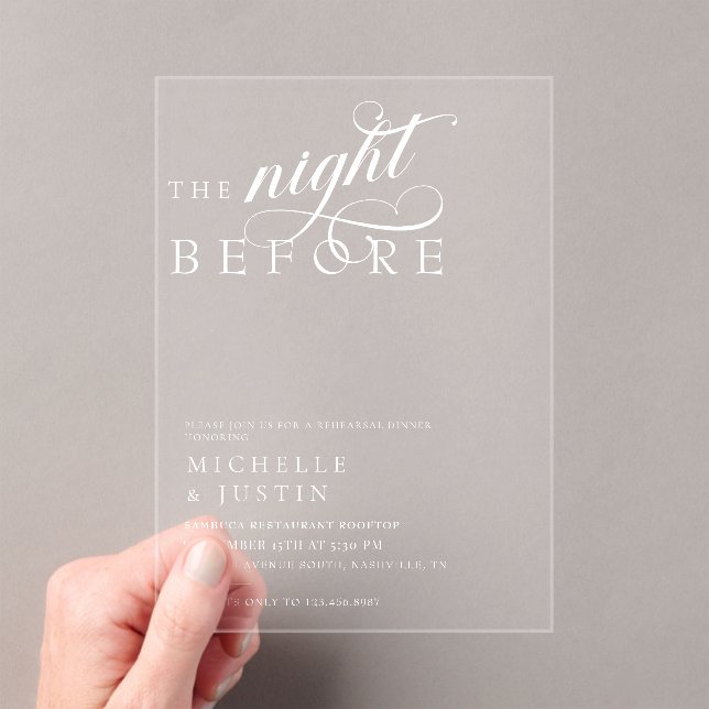 Invitations En Acrylique La Nuit Avant La Répétition Mariage (In situ (ordinateur de poche))