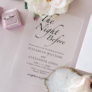 Invitations En Acrylique La Nuit Avant Le Dîner De Répétition De Script Mod