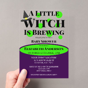 Invitations En Acrylique La petite sorcière prépare une baby shower Hallowe
