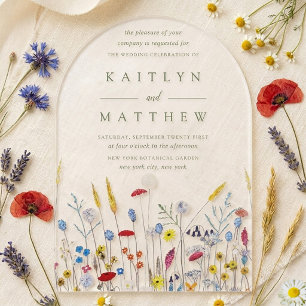 Invitations En Acrylique La Suite de Mariage de Prairie de Fleurs Sauvages