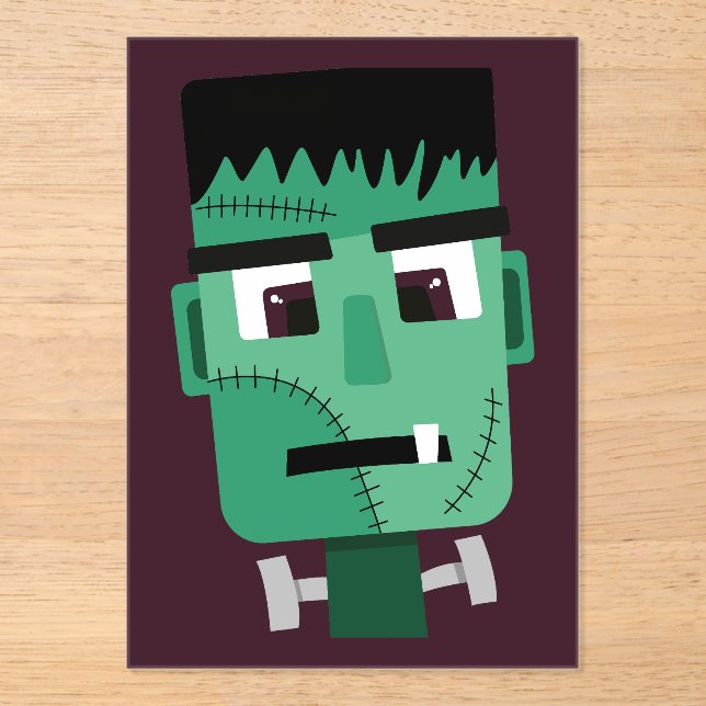 Invitations En Acrylique La tête du monstre Frankenstein (Recto)