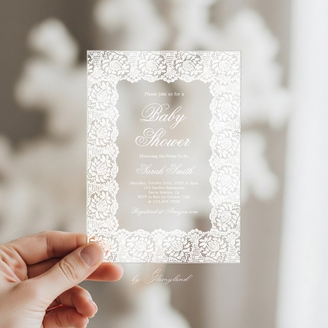 Invitations En Acrylique Lace Baby Shower (Créateur téléchargé)