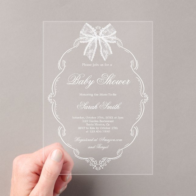 Invitations En Acrylique Lace Baby Shower (In situ (ordinateur de poche))