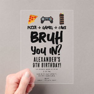 Invitations En Acrylique L'adolescent de Bruh Boy's Birthday Party Ado garç