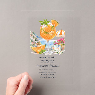 Invitations En Acrylique L'amour au premier Spritz Melon Spritz Enterrement