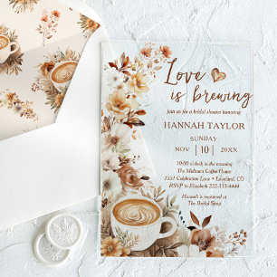 Invitations En Acrylique L'amour brasse du café Boho Douche nuptiale