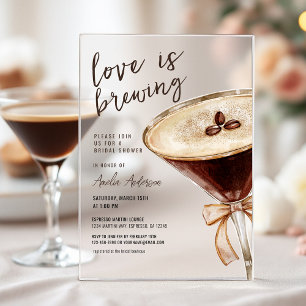 Invitations En Acrylique L'amour brasse la Fête des mariées Espresso Martin