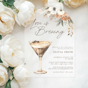 Invitations En Acrylique L'amour brasse la Fête des mariées Espresso Martin