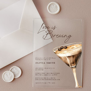 Invitations En Acrylique L'amour brasse la Fête des mariées Espresso Martin