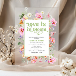 Invitations En Acrylique L'amour de fleur sauvage est en fleur Jardin Enter