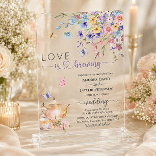 Invitations En Acrylique L'Amour Élégant est en Train de Brasser les Demois