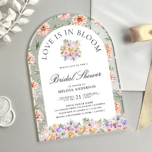 Invitations En Acrylique L'amour est en fleurs Arche florale printanière Ba