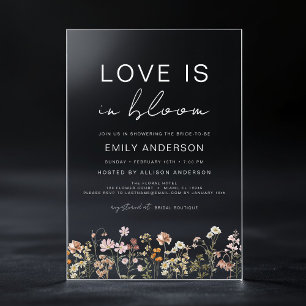 Invitations En Acrylique L'amour est en fleurs Baby Shower Mariage Champêtr