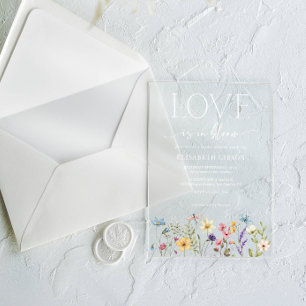 Invitations En Acrylique L'amour est en fleurs, Bridal Shower Fleur de Prin