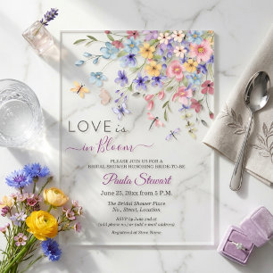 Invitations En Acrylique L'amour est en fleurs Demoiselles d'honneur Shower