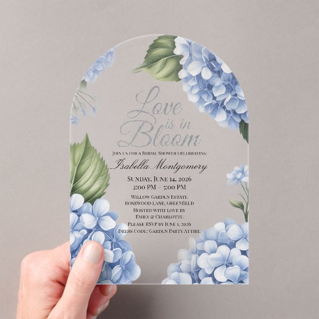 Invitations En Acrylique L'amour est en fleurs, esthétique, hydrangea fémin (In situ (ordinateur de poche))