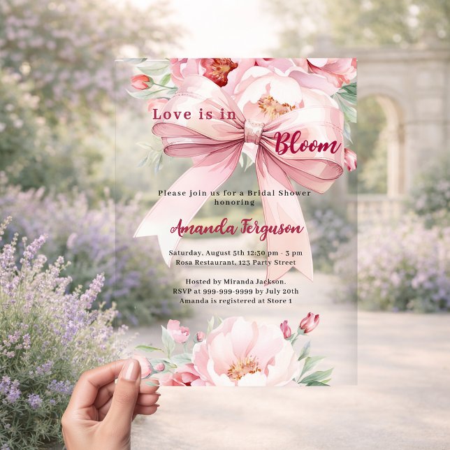 Invitations En Acrylique L'amour est en fleurs florales Fête des mariées ar (Créateur téléchargé)