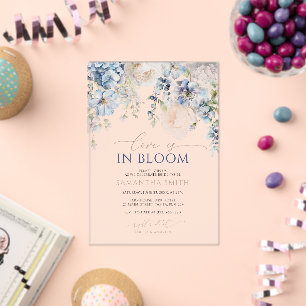 Invitations En Acrylique L'amour est en fleurs Hydrangea Bleu Baby Shower