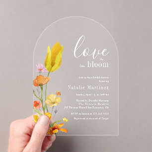 Invitations En Acrylique L'amour est en fleurs : Réception de mariage print