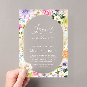 Invitations En Acrylique L'amour est en fleurs Transparent Garden Enterreme