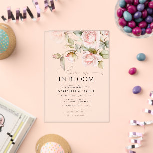 Invitations En Acrylique L'amour est en rose rose Fleur et Fête des mariées