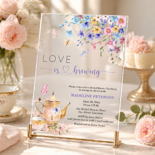 Invitations En Acrylique L'amour se prépare Fête de thé pour la douche de l