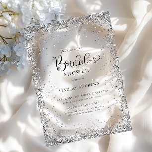 Invitations En Acrylique Lancement de mariage moderne pailleté argent