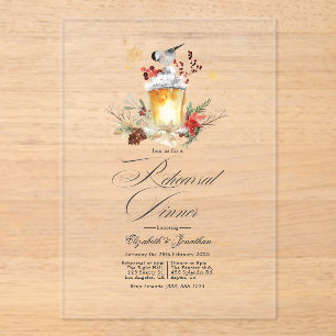 Invitations En Acrylique Lanterne de l'hiver rustique transparente pour dîn